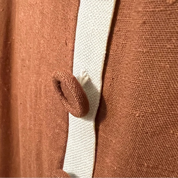 1940s Two Tone Linen Dress, Handmade A-Line, Orange, Cream, Vtg Academia, Sm - Picture 8 of 14
